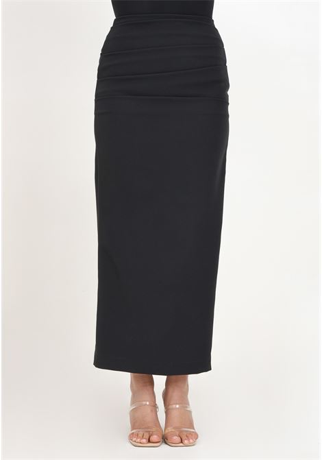 Long black women's skirt with draping SANTAS | Skirts | SPV24004NERO
