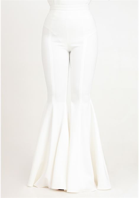 Pantaloni da donna bianchi a zampa SANTAS | Pantaloni | SPV24005BIANCO