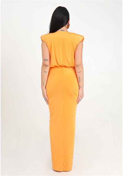 Long orange women's dress with curls SANTAS | SPV24007ARANCIO