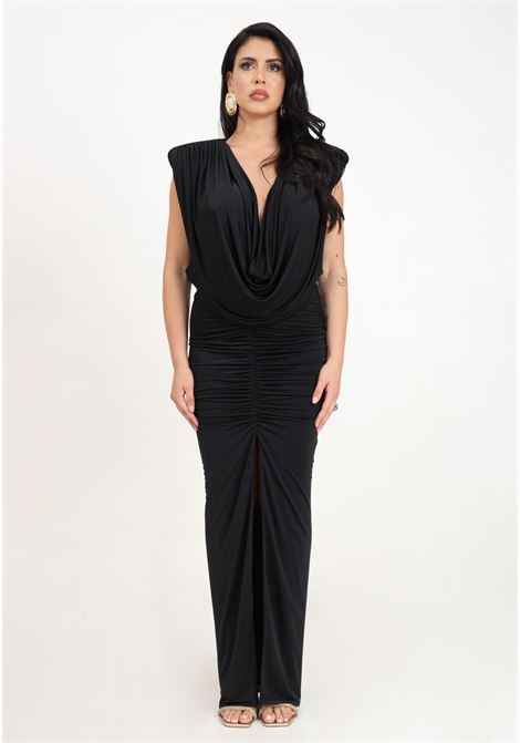Long black women's dress with curls SANTAS | Dresses | SPV24007NERO
