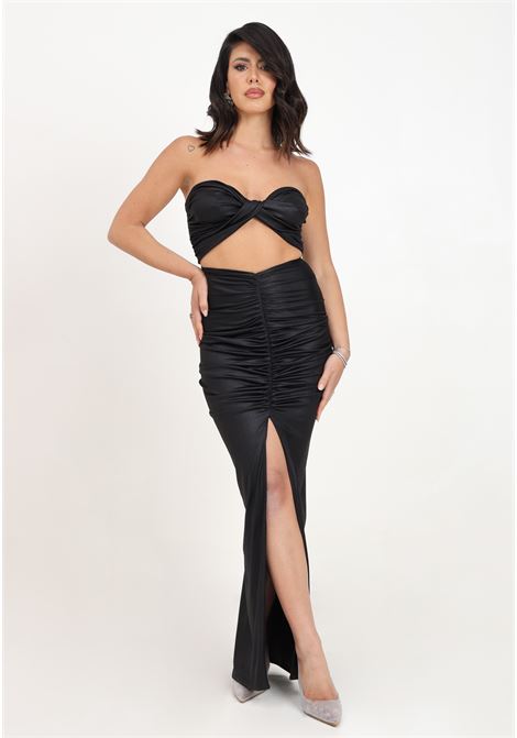 Long black women's dress with cut out detail SANTAS | Dresses | SPV24008NERO