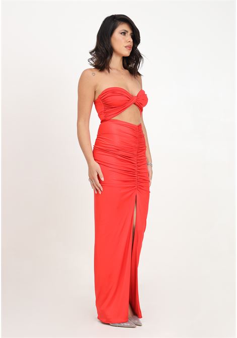 Long red women's dress with cut out detail SANTAS | Dresses | SPV24008ROSSO