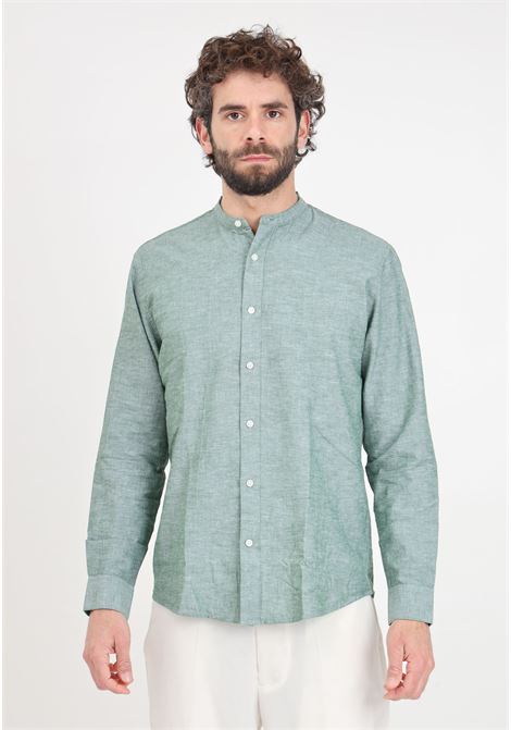 Green men's shirt with mandarin collar SELECTED HOMME | 16079054Eden