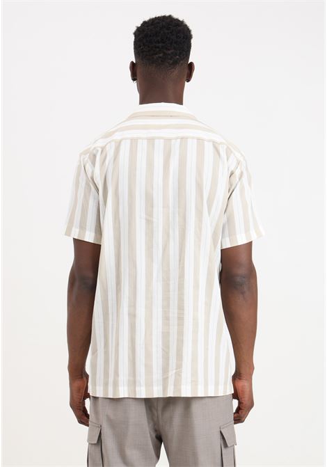 Men's shirt with white and beige vertical stripes SELECTED HOMME | Shirt | 16084639Pure Cashmere