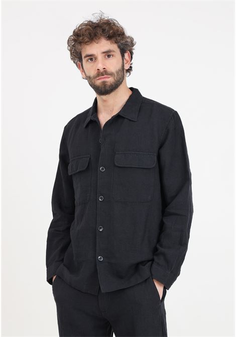 Black men's shirt with large pockets on the front SELECTED HOMME | 16092244Black