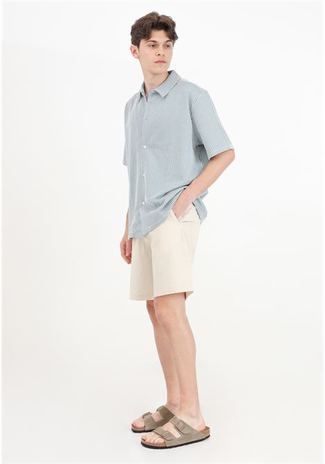 Beige men's casual shorts in worked fabric SELECTED HOMME | Shorts | 16092367Oatmeal