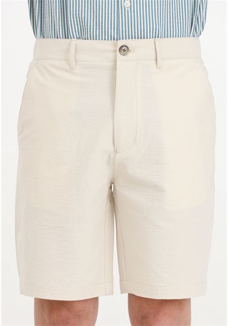 Beige men's casual shorts in worked fabric SELECTED HOMME | Shorts | 16092367Oatmeal