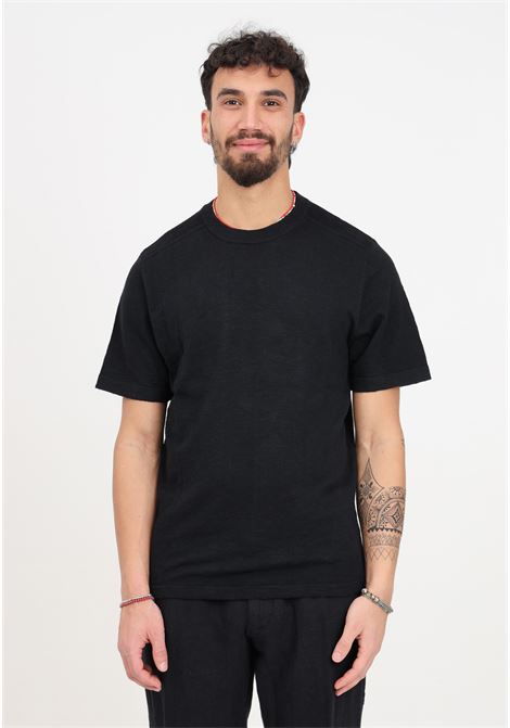 T-shirt da uomo nera misto lino SELECTED HOMME | 16092505Black