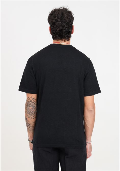 Black linen blend men's t-shirt SELECTED HOMME | 16092505Black