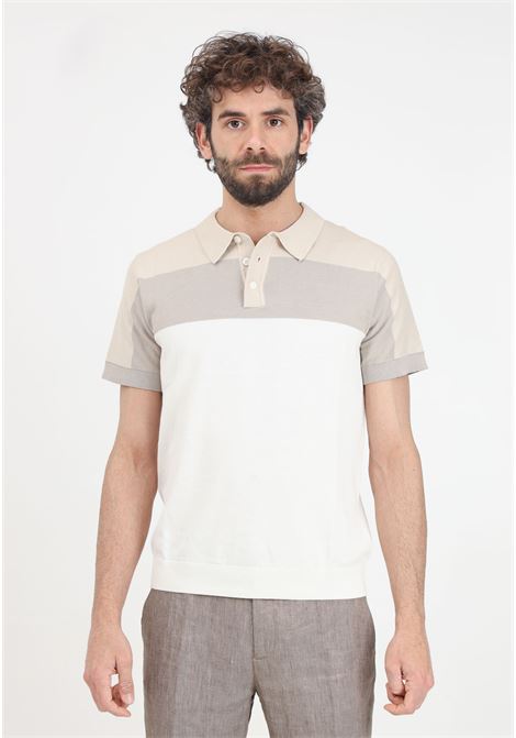 Cream and beige striped men's polo shirt SELECTED HOMME | Polo | 16092661Egret