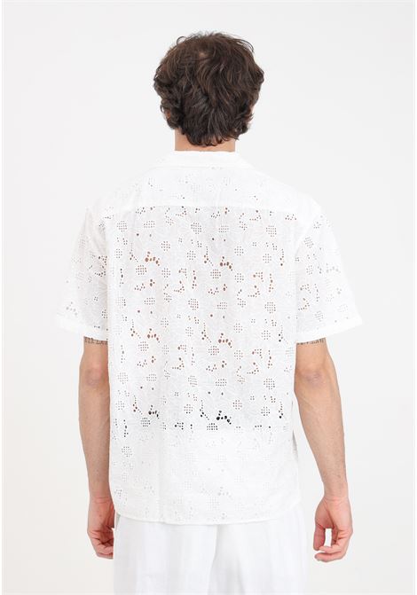 Camicia da uomo bianca con trama forata a fiori SELECTED HOMME | Camicie | 16092789Bright White