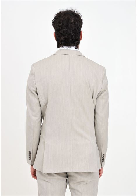 Sand-colored slim fit pinstriped double-breasted men's jacket SELECTED HOMME | Blazer | 16092951Sand