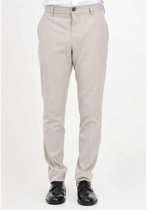 Sand colored men's slim fit pinstriped suit trousers SELECTED HOMME | 16092952Sand