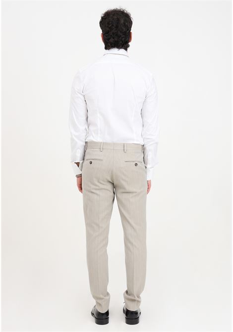 Pantaloni da uomo color sabbia slim fit pinstriped suit trousers SELECTED HOMME | 16092952Sand