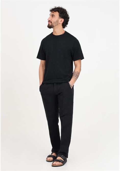 Black linen blend men's trousers SELECTED HOMME | Pants | 16093615Black