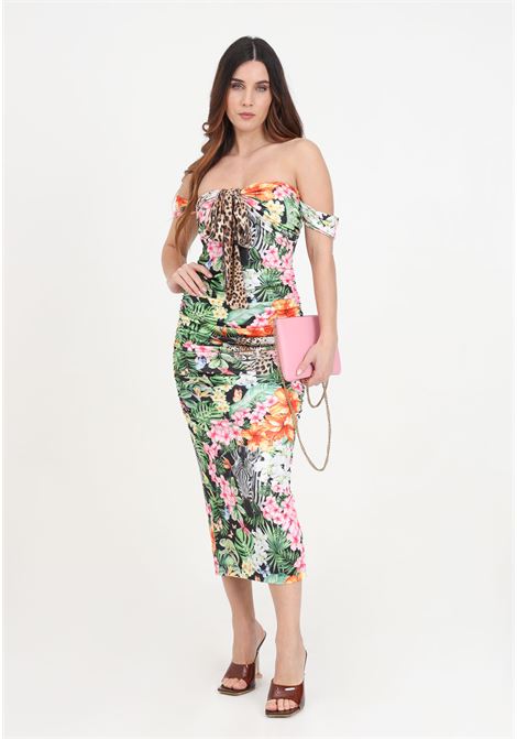 Floral patterned women's dress S#IT | Dresses | SH24048BLACK-SAVANA
