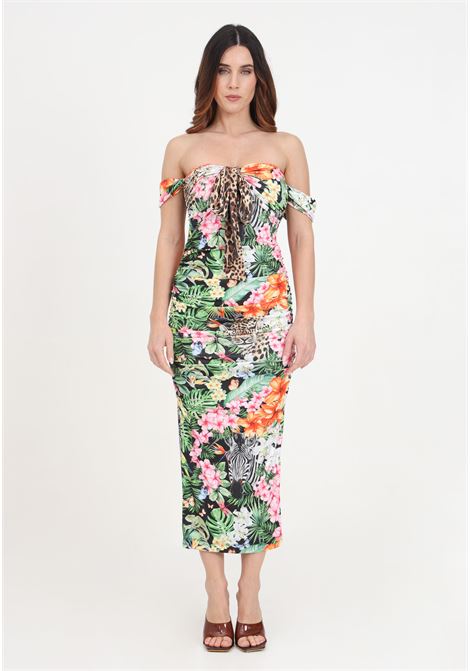 Floral patterned women's dress S#IT | Dresses | SH24048BLACK-SAVANA