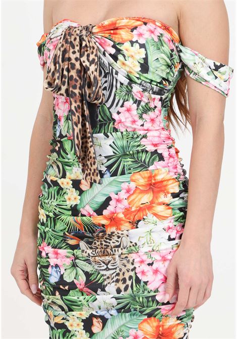 Floral patterned women's dress S#IT | SH24048BLACK-SAVANA