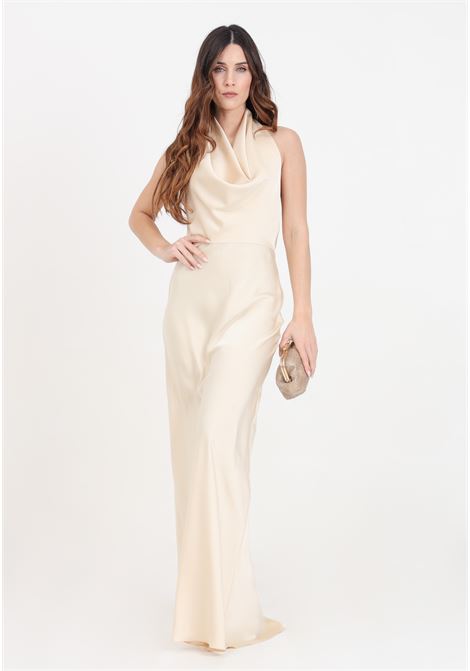 Long cream-colored women's dress with soft draping SIMONA CORSELLINI | P24CPAB014-01-TRAS00400615