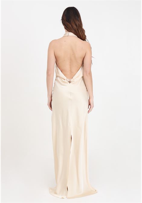 Long cream-colored women's dress with soft draping SIMONA CORSELLINI | Dresses | P24CPAB014-01-TRAS00400615