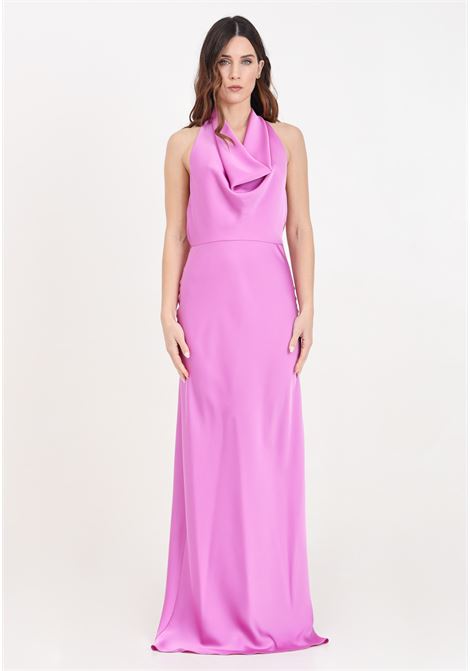 Long pink women's dress with soft draping SIMONA CORSELLINI | Dresses | P24CPAB014-01-TRAS00400673
