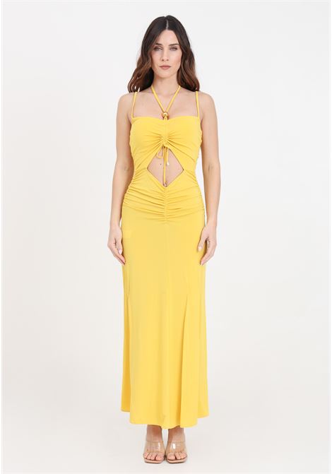 Long yellow women's dress with cut out detail SIMONA CORSELLINI | Dresses | P24CPAB033-01-TJER00320666