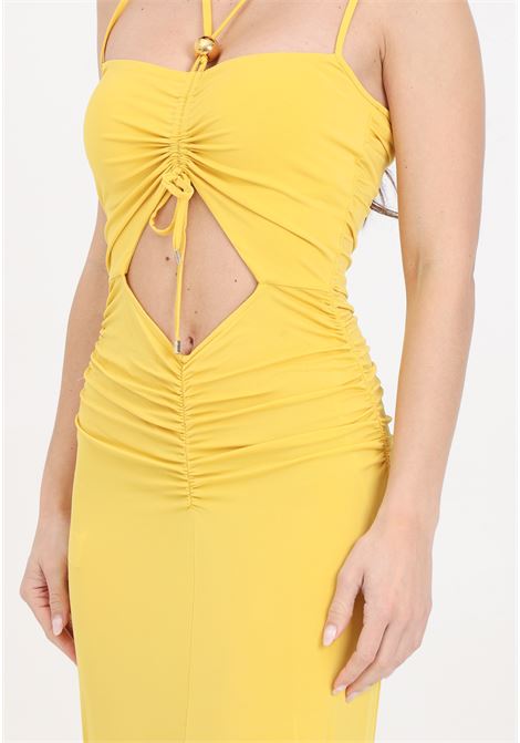 Long yellow women's dress with cut out detail SIMONA CORSELLINI | Dresses | P24CPAB033-01-TJER00320666