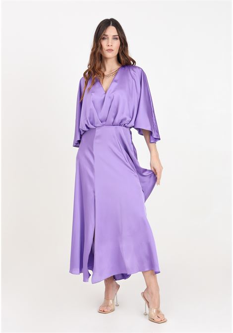 Long purple women's dress with golden metal necklace SIMONA CORSELLINI | P24CPAB034-01-TCDC00290667