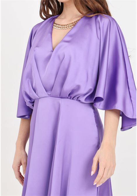 Long purple women's dress with golden metal necklace SIMONA CORSELLINI | Dresses | P24CPAB034-01-TCDC00290667