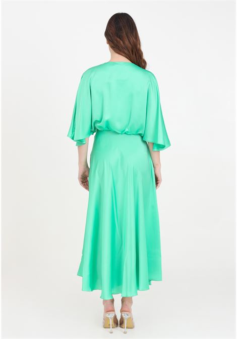 Emerald green women's long dress with golden metal necklace SIMONA CORSELLINI | P24CPAB034-01-TCDC00290672