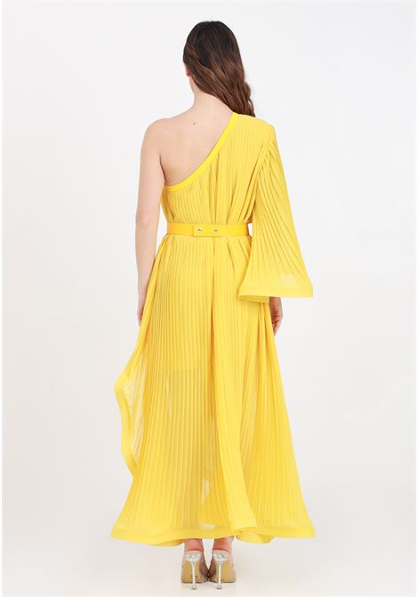 Long yellow women's dress in pleated georgette SIMONA CORSELLINI | P24CPAB087-01-TGEO00010666