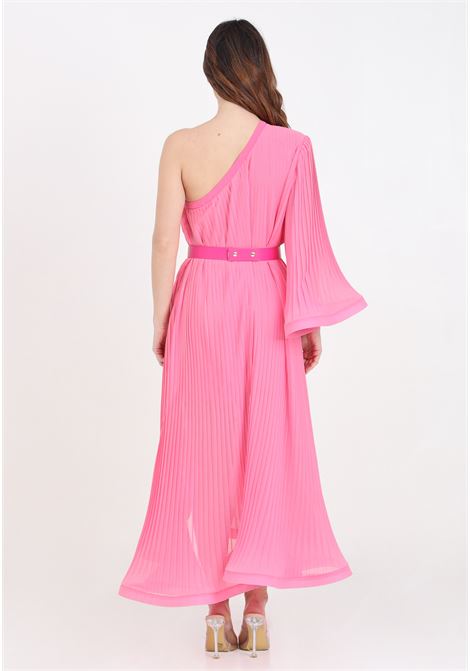 Long pink women's dress in pleated georgette SIMONA CORSELLINI | Dresses | P24CPAB087-01-TGEO00010671
