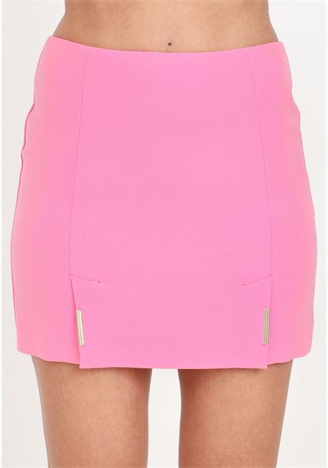 Short pink women's skirt with slits on the front and metal details SIMONA CORSELLINI | P24CPGO005-01-TCRP00040671