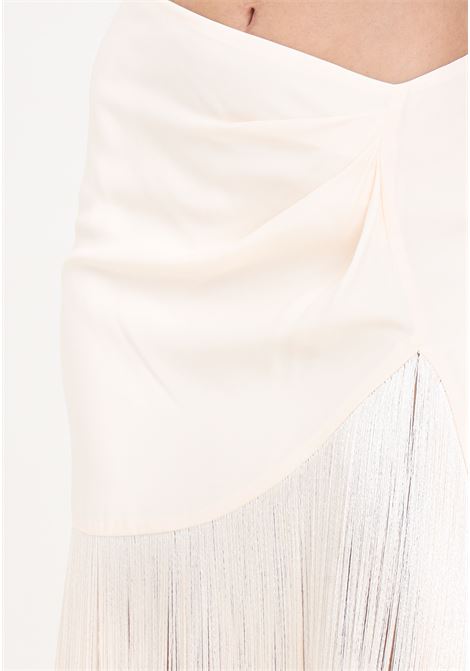 Powder pink women's skirt with long fringes on the front SIMONA CORSELLINI | P24CPGO008-01-TACE00050359