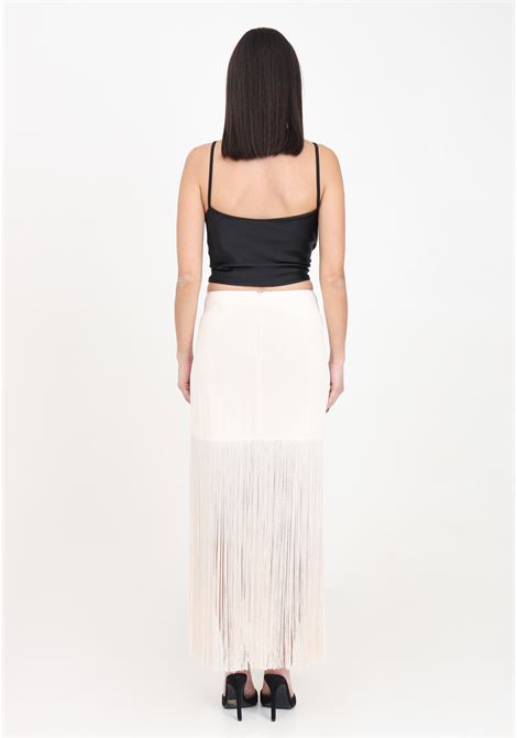 Powder pink women's skirt with long fringes on the front SIMONA CORSELLINI | Skirts | P24CPGO008-01-TACE00050359