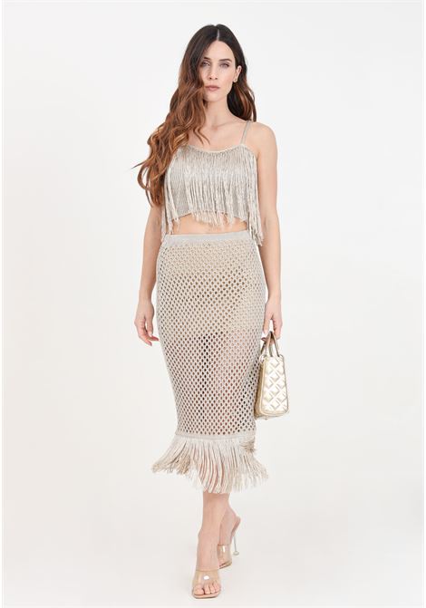 Golden women's skirt with fringes SIMONA CORSELLINI | P24CPGOO01-01-C03300120118