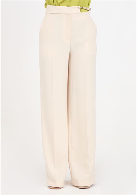 Beige women's trousers with golden metal detail on the side SIMONA CORSELLINI | Pants | P24CPPA006-01-TCRP00040615