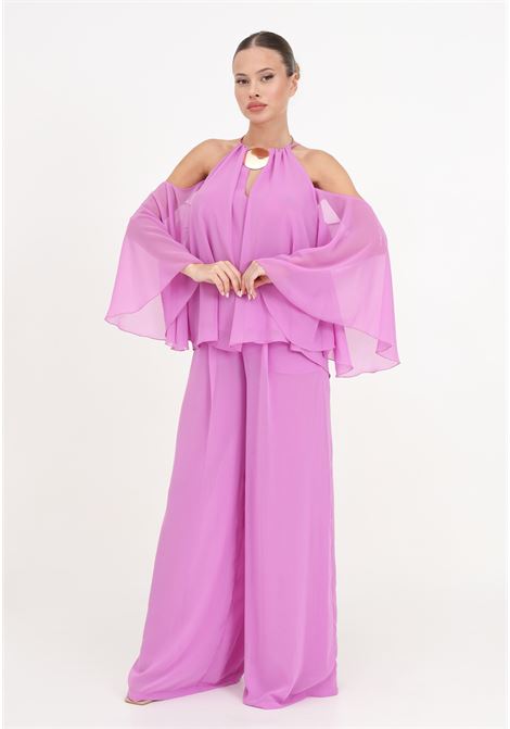 Pink women's palazzo trousers SIMONA CORSELLINI | P24CPPA015-01-TGEO00010673