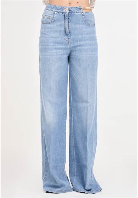 Jeans da donna a palazzo con dettaglio gioiello sul fianco SIMONA CORSELLINI | Jeans | P24CPPAD06-03-C03600080557