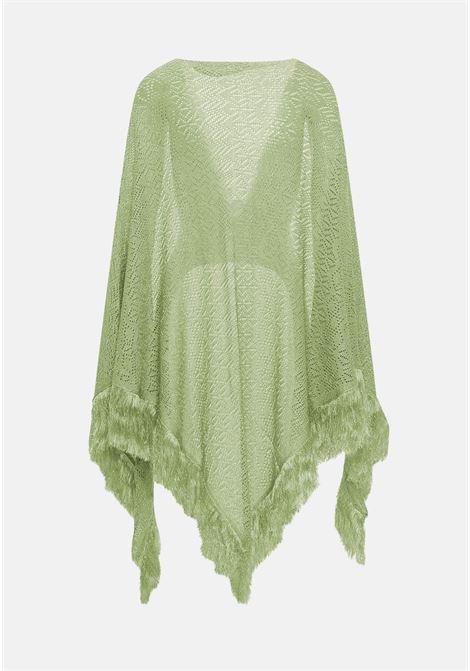 Green women's cape with golden threads and perforated weave SIMONA CORSELLINI | P24CPSLO01-01-C03300140670