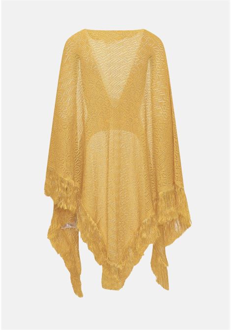 Yellow gold women's cape with golden threads and perforated texture SIMONA CORSELLINI | Capes | P24CPSLO02-01-C03300150666