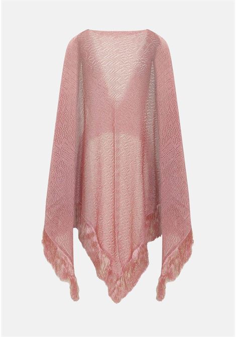 Pink women's cape with golden threads and perforated texture SIMONA CORSELLINI | P24CPSLO02-01-C03300150671