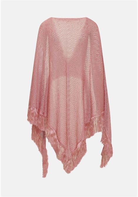 Pink women's cape with golden threads and perforated texture SIMONA CORSELLINI | Capes | P24CPSLO02-01-C03300150671