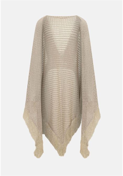 Gold women's cape with golden threads and perforated weave SIMONA CORSELLINI | Capes | P24CPSLO03-01-C03300120118