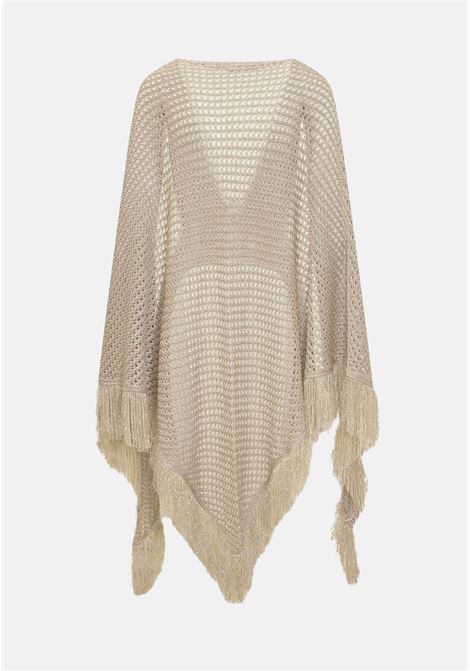 Gold women's cape with golden threads and perforated weave SIMONA CORSELLINI | Capes | P24CPSLO03-01-C03300120118