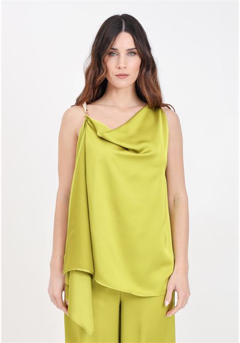 Green women's top with golden metal detail SIMONA CORSELLINI | Tops | P24CPTO001-01-TCDC00290670