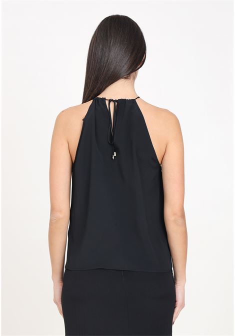 Black women's top with diagonal fringes on the front SIMONA CORSELLINI | P24CPTO017-01-TACE00050003