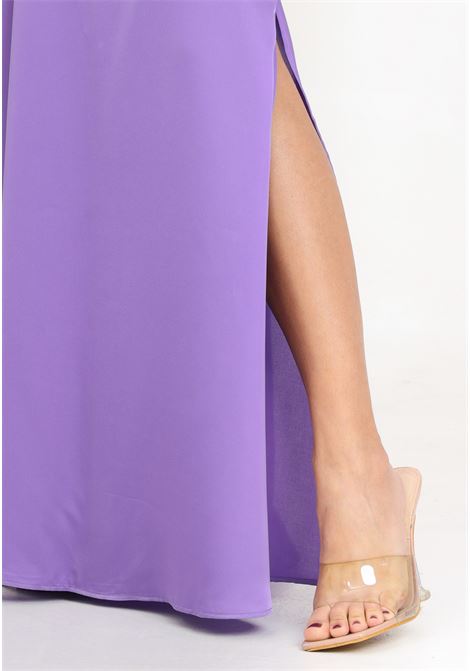 Purple women's jumpsuit with golden metal chain bratelline details SIMONA CORSELLINI | P24CPTU001-01-TCDC00290667