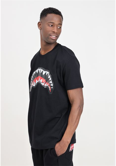 Black men's T-shirt with shark mouth print on the front SPRAYGROUND | SP421BLK.