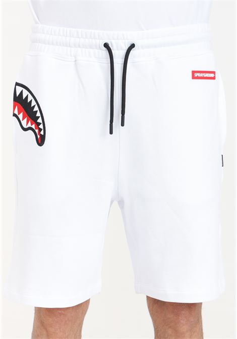 Label shark white men's shorts SPRAYGROUND | Shorts | SP441WHT.